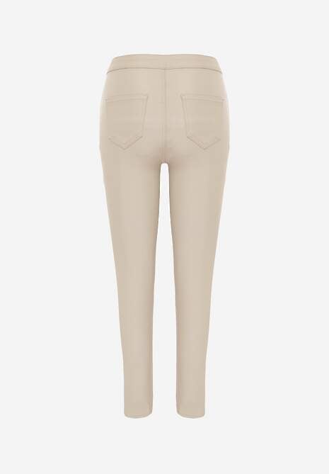 Pantaloni crem deschis din piele ecologica model Skinny Sonowa 7