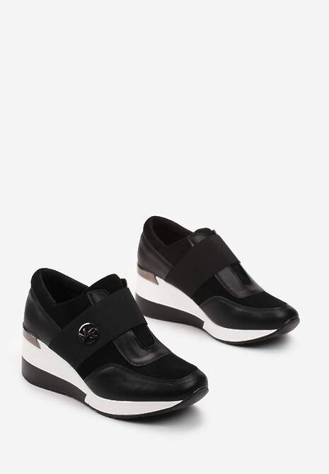 Czarne Sneakersy na Koturnie Chikela 4
