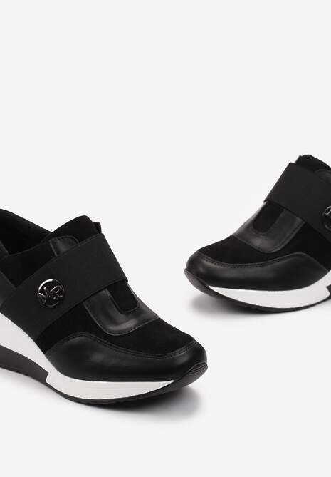 Czarne Sneakersy na Koturnie Chikela 5