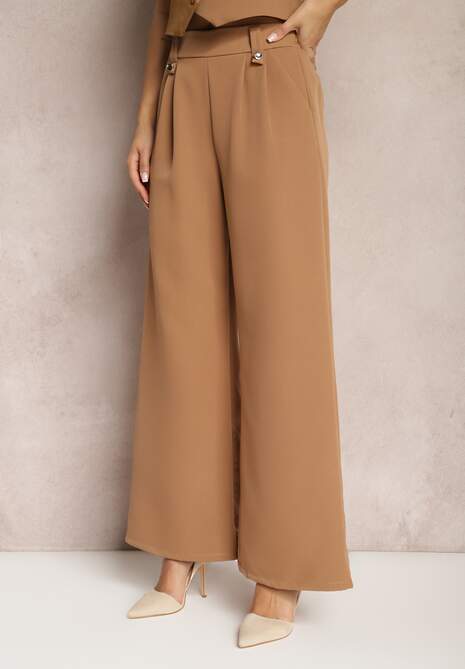 Pantaloni Clopot Eleganti Maro cu Clapete Decorative in Talie Nattas 4