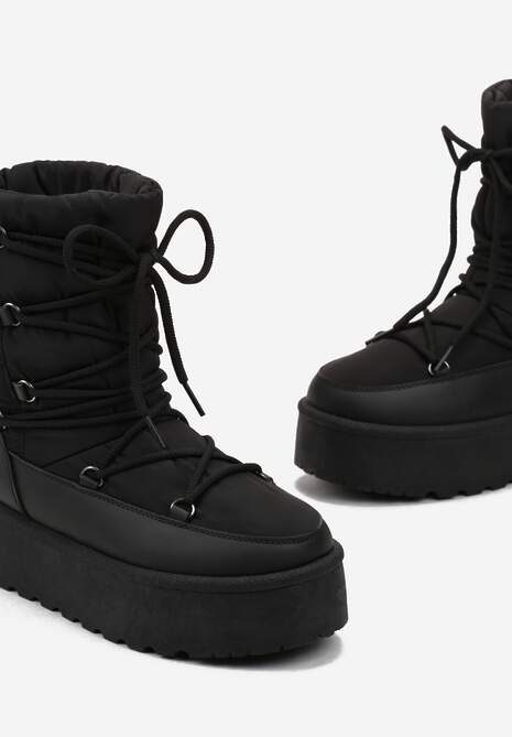 Botine negre cu platformă și șiret decorativ Zingie 5