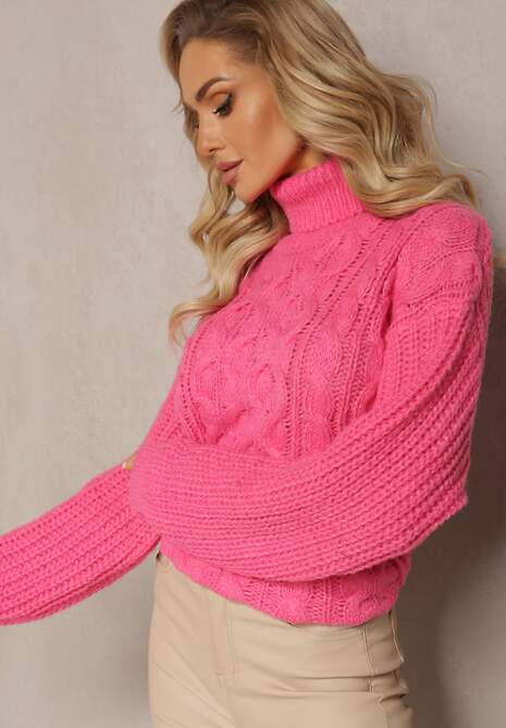 Pulover Fucsia Tricotat Împletit Ofista 4