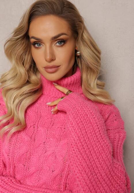 Pulover Fucsia Tricotat Împletit Ofista 5