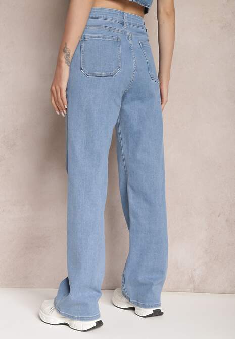 Jasnoniebieskie Jeansy Regular z Kieszeniami Galadria 4