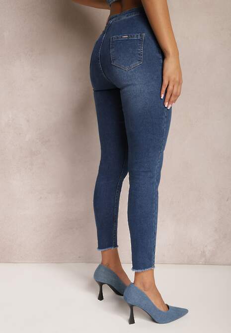 Granatowe Jeansy Skinny High Waist Vivizo 4