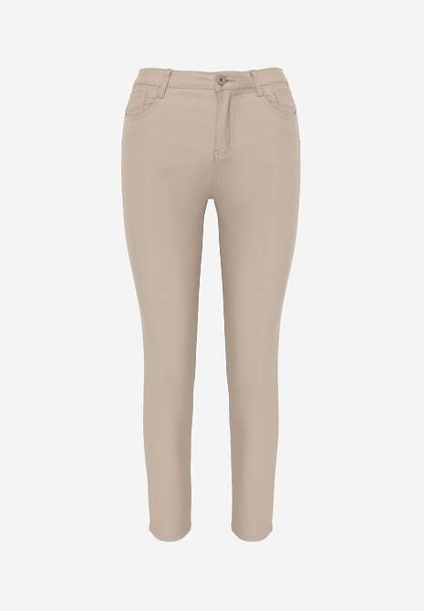 Bej Pantaloni Conici Push Up Imitatie Piele Lindrela 6