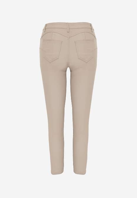 Bej Pantaloni Conici Push Up Imitatie Piele Lindrela 7