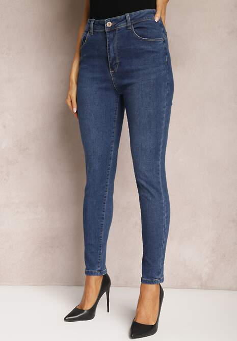 Granatowe Elastyczne Jeansy Skinny Nonelia 4