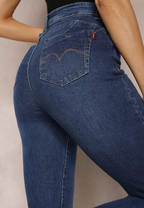 Granatowe Elastyczne Jeansy Skinny Nonelia 5