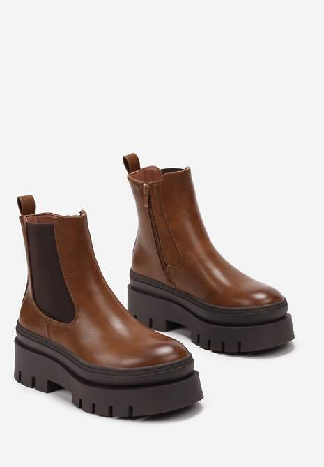 Botine maro pe talpă groasă cu protectie Gabufa 4