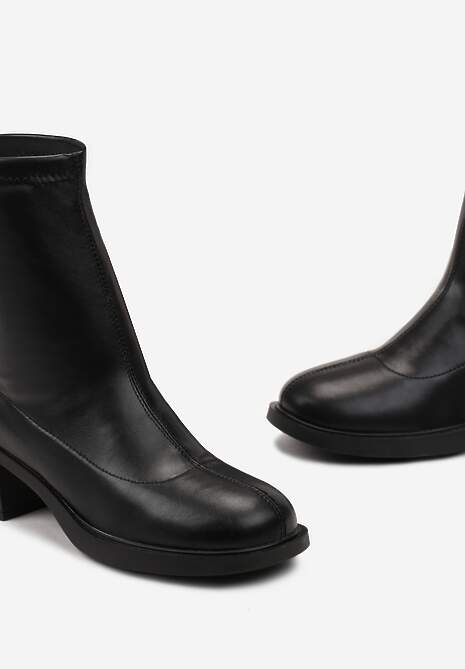 Botine Negre cu Toc Bloc și Partea Superioară Tip Șosetă din Piele Ecologică Torelia 5