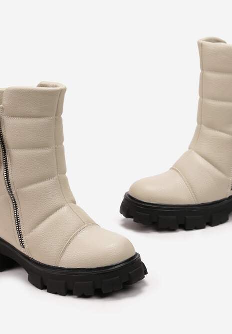 Botine bej cu model capitonat Sylfira 5