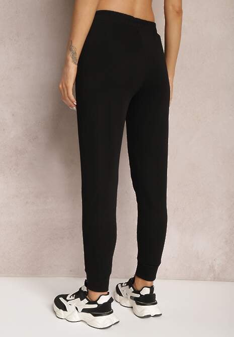 Pantaloni negri din bumbac cu elastic în talie Artizin 4