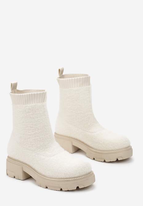 Botine bej cu talpă groasă și carâmb elastic Kirel 4