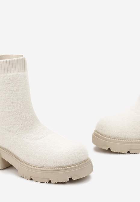 Botine bej cu talpă groasă și carâmb elastic Kirel 5