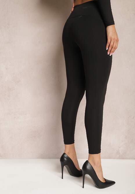 Czarne Elastyczne Legginsy High Waist Orsinna 4