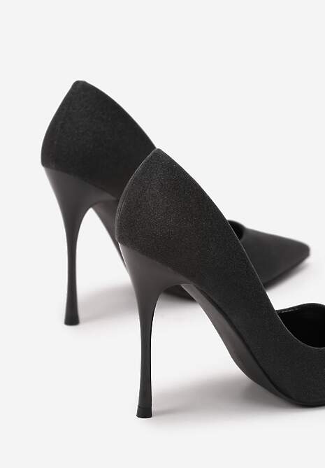 Negre Pantofi cu Toc Stiletto cu Sclipici cu Vârf Ascuțit Adriania 5