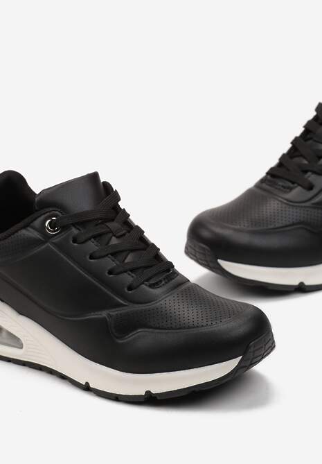 Sneakerși negri din imitație de piele pe talpă Air cu șiret Nirele 5