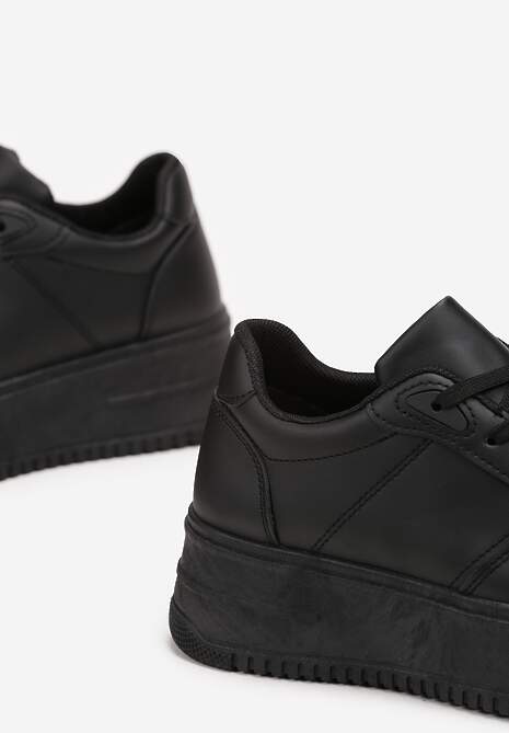 Czarne Sneakersy przed Kostkę na Grubej Podeszwie Ameerana 5