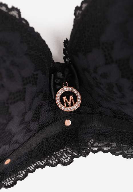 Czarny Biustonosz z Koronką i Funkcją Push Up Wifia 7