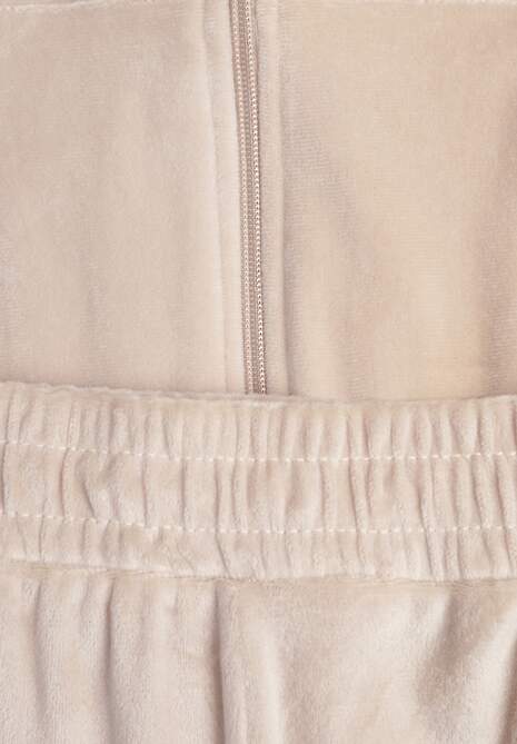 Jasnobeżowy Welurowy Komplet Dresowy z Bluzą i Szerokimi Spodniami Anelivs 6