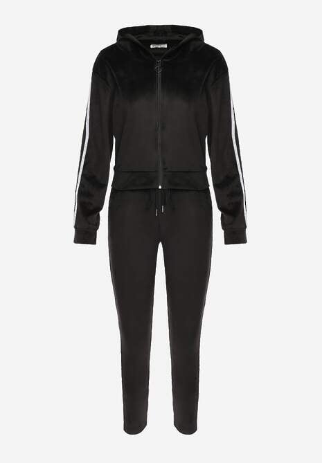 Compleu sport din catifea cu pantaloni și bluză cu dungi decorative Anelpe 6