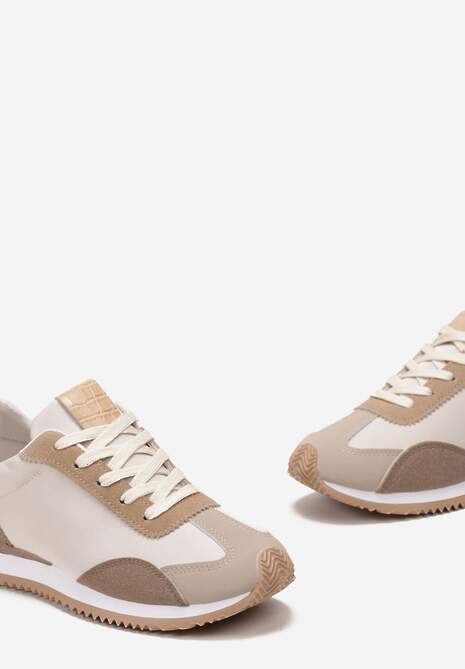 Sneakerși bej închis cu inserții decorative Fania 5