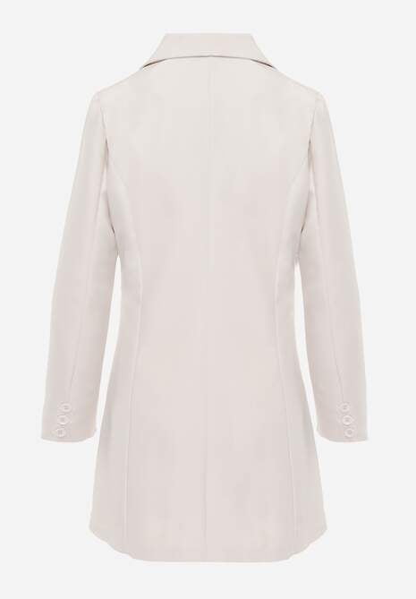 Sacou Rochie Bej cu Aplicații 3D în Formă de Flori și Închidere cu Nasturi Lorira 7