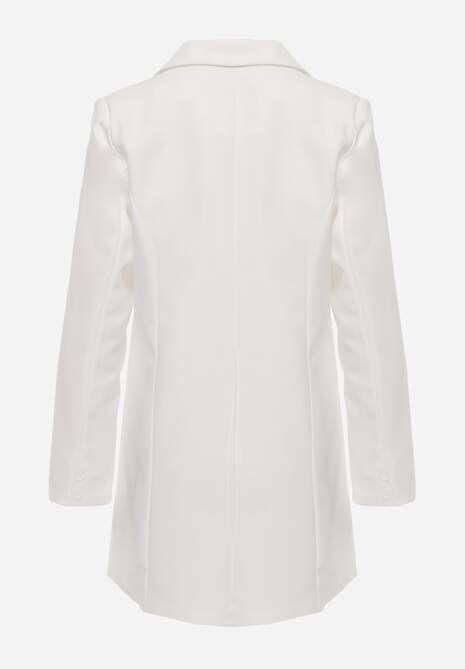 Sacou Rochie Alb cu Aplicatii 3D Florale si Inchidere cu Nasturi Lorira 7