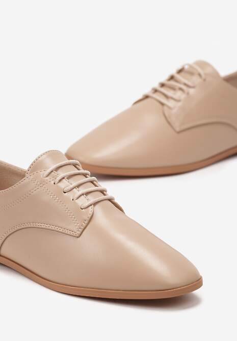 Bej Pantofi Oxford Eleganti Imitatie Piele Cusături Zumnisa 5