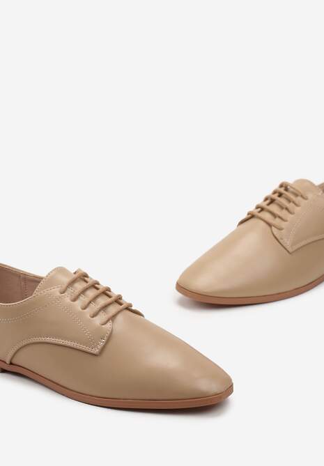 Bej Închis Dantelată Ghete Elegant Imitatie Piele Cusături Zumnisa 5