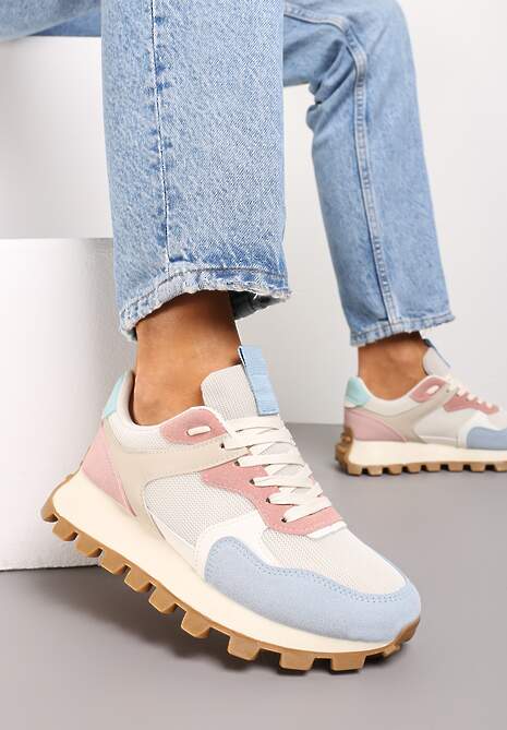 Sneakers Roz-Albastru cu Talpă Groasă Johina