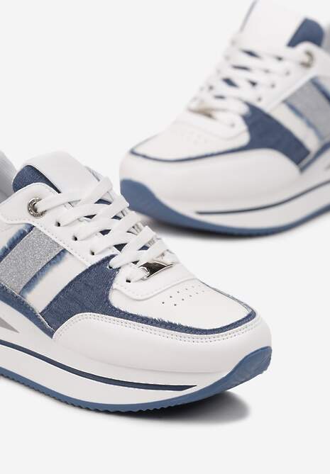 Sneakers Albi-Bleu din Piele Ecologică cu Inserții Decorative și Talpă Groasă Amifa 5