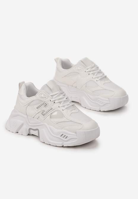 Sneakerși Albi pe Platformă Decorați cu Aplicatie Nivaler 4