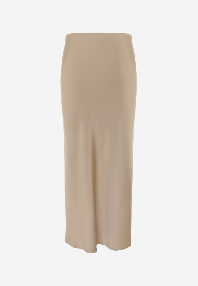 Bej Satin Fustă Maxi Talie Înaltă Formia 6