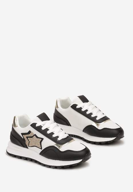 Sneakerși negri cu talpă din spumă cu steluțe decorative și plasă Alevita 4
