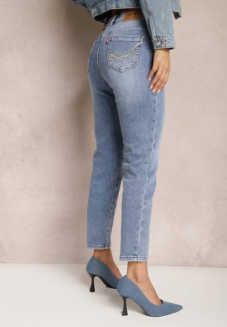 Niebieskie Jeansy Skinny z Nogawkami Przed Kostkę Nimoria 4