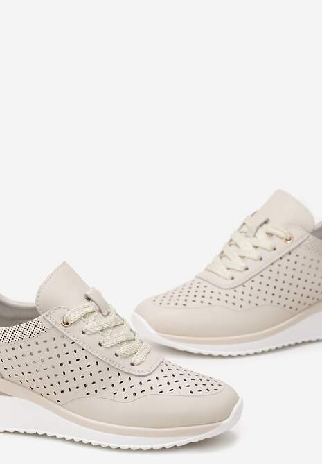 Sneakersi bej din piele naturală cu inserții decorative Molma de la Renee.com.ro 5