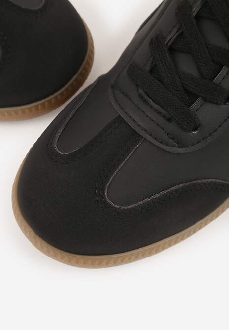 Czarne Sneakersy z Ozdobnymi Przeszyciami przed Kostkę Redala 7