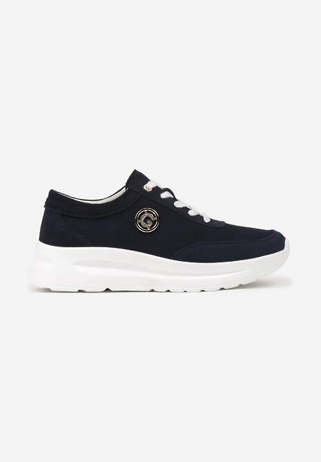 Sneakers Bleumarin cu Cataramă Metalică pe Față până la Glezne Fendiama 4