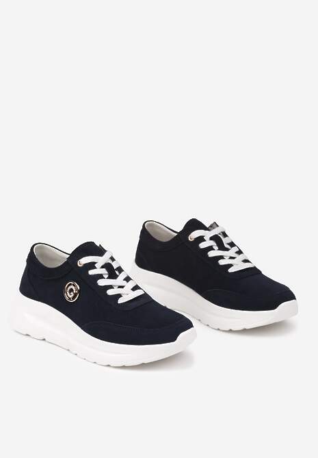 Sneakers Bleumarin cu Cataramă Metalică pe Față până la Glezne Fendiama 5