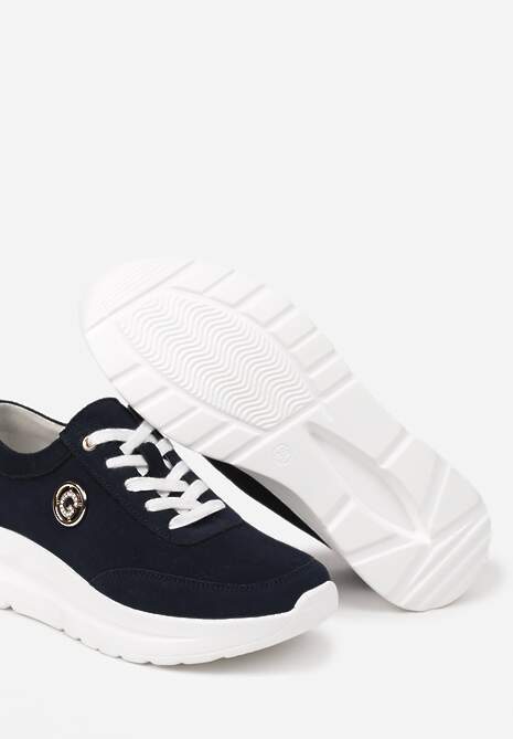 Sneakers Bleumarin cu Cataramă Metalică pe Față până la Glezne Fendiama 6