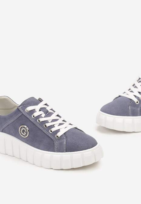 Niebieskie Sznurowane Sneakersy ze Skóry Breana 5