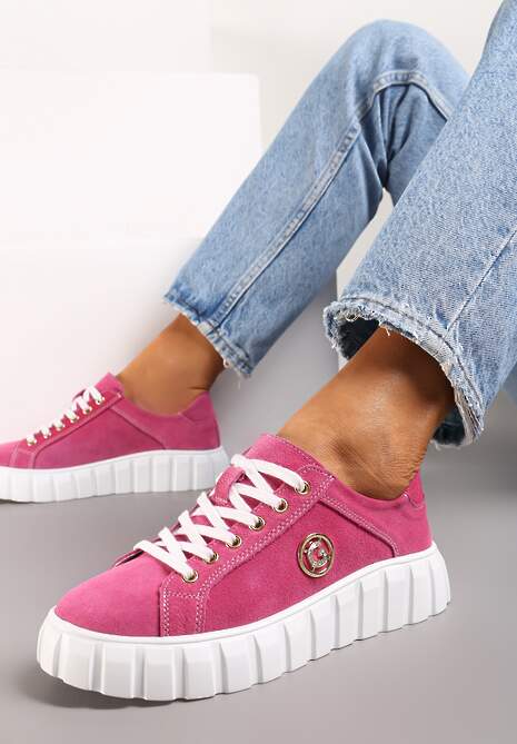 Sneakersi Fucsia cu Șiret din Piele Breana