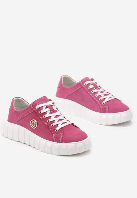 Sneakersi Fucsia cu Șiret din Piele Breana 4