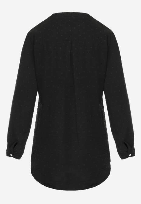 Czarna Bluzka z Guzikami z Tkaniny Plumeti Jorale 7