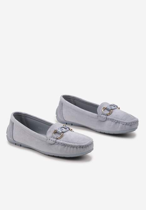Mocasini Bleumarin din piele intoarsa ecologica cu cusaturi si catarama Rilvina 4