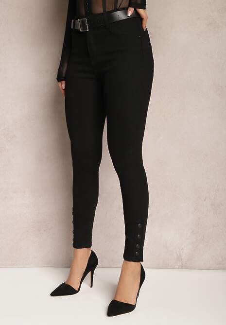 Blugi Negri Skinny Push Up cu Pietre Lervina 4