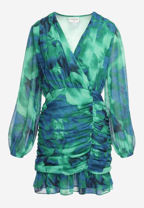 Rochie Verde Mini Cu Decolteu Petrecut Cu Drapat Si Volan Sanitresa 6