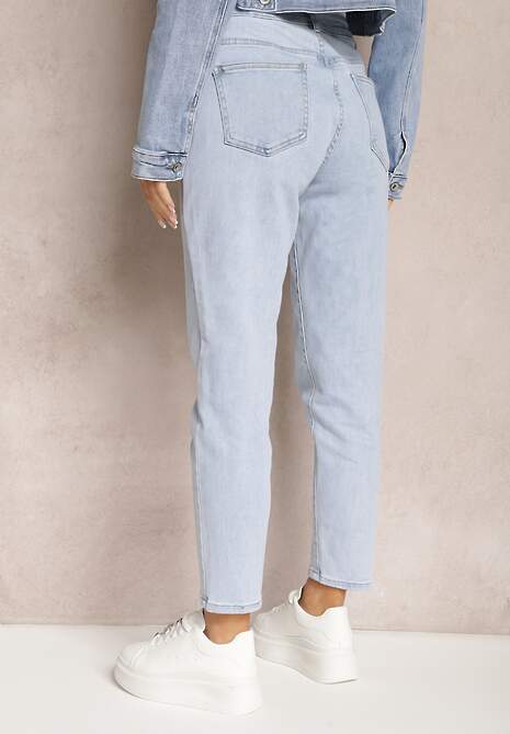 Jasnoniebieskie Jeansy z Bawełny o Fasonie Mom Jeans Naola 4